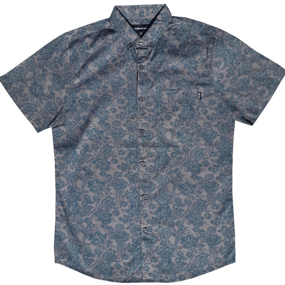 Charcoal grey teal floral